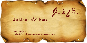 Jetter Ákos névjegykártya